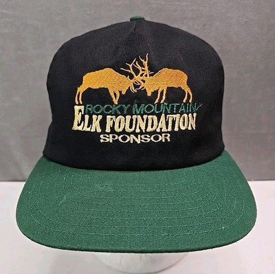 Dueling Elks hat locked antlers Foundation Sponsor leather strap back green brim