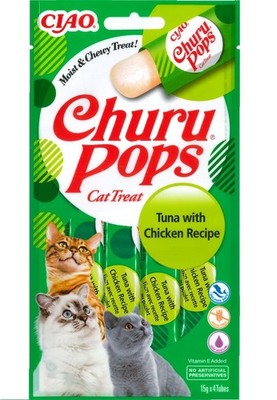INABA Churu Pops Tuna & Chicken mit Thunfisch und Huhn für Katzen 4x15g