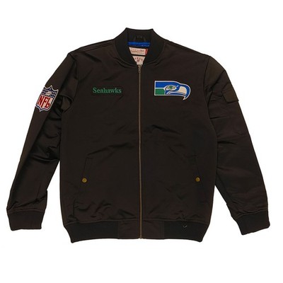 Mitchell & Ness Herren Jacke Seattle Seahawks Team Leader Satin Bomber black