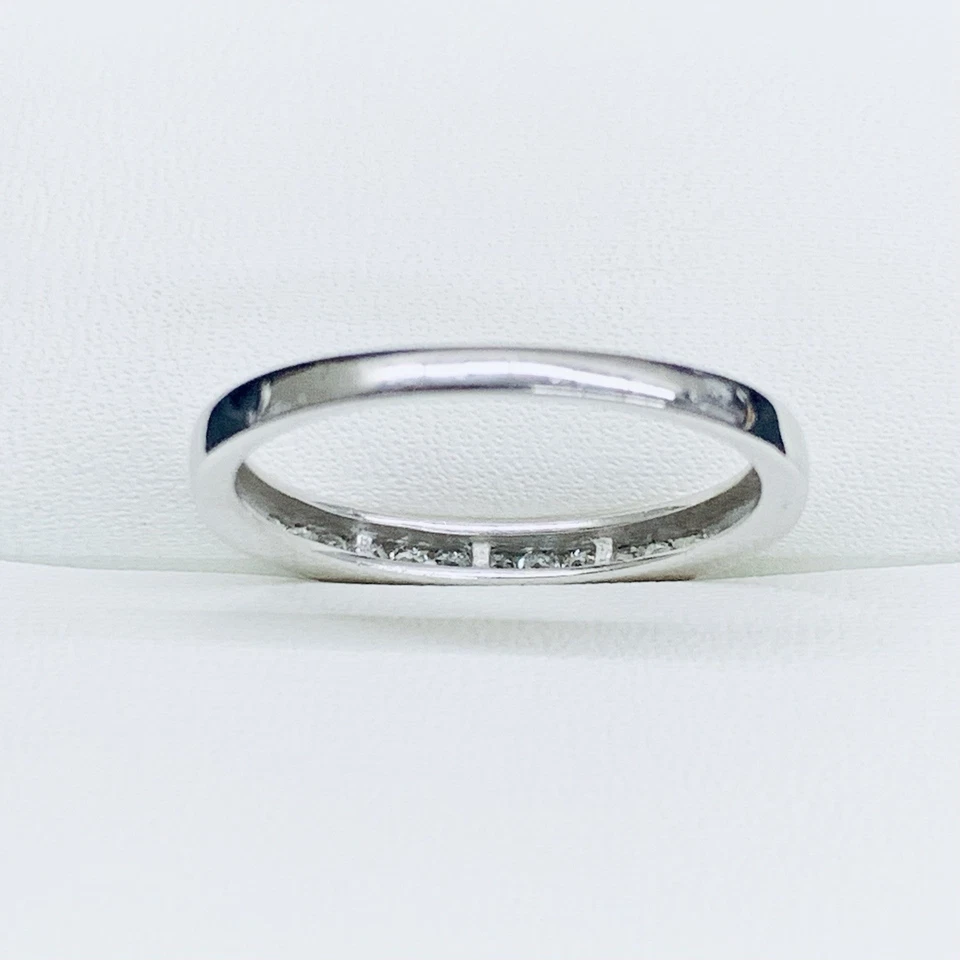 0.06Ct 10k White Gold Round Cut Natural Diamond Engagement Wedding Ring Size 7.5 - Image 3 of 4