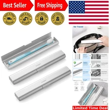 2 Pack Aluminum Toothbrush Travel Case, Portable Travel Toothbrush Holder, Du...