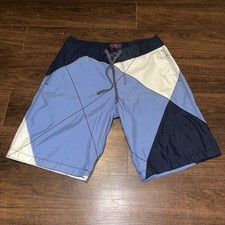 Old Navy Mens Swim Board Shorts Small Blue Geometric Pattern Mesh Lined