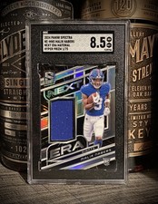Malik Nabers SGC 8.5 BOOKEND 1/75 Rookie Patch 2024 Spectra Material Hyper Prizm