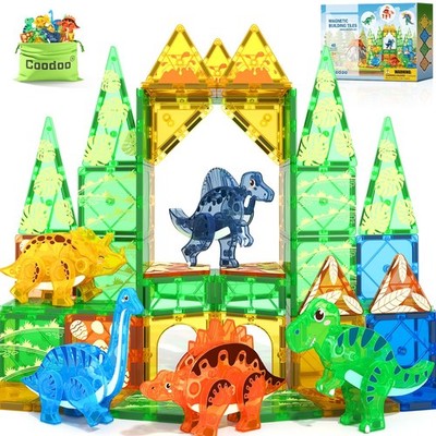 Coodoo Dinosaur Toys Magnetic Tiles 3D Movable Dinos for Kids 3-5 5-7 Toddler...