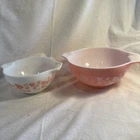 Vintage Pyrex Gooseberry 441 & 442 Cinderella Bowls Pink White (Set of 2)