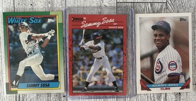 Sammy Sosa MLB Error Card Lot x3 No Dot After Inc, Wrong Birthdate, Cubs/Sox