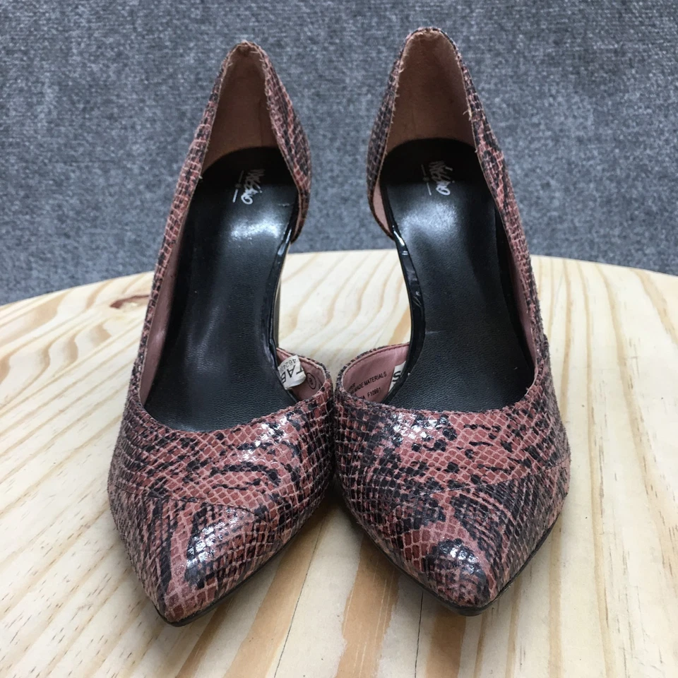 Vestido Mossimo Tacones Mujer 8 Estampado Serpiente Punta Punta Zapatos de salón DOrsay Negro Rosa Foto 4 de 4