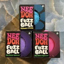 Nee Doh Fuzz Ball Squeeze Ball Viral Stress Ball SET OF 3 Blue, Purple Pink