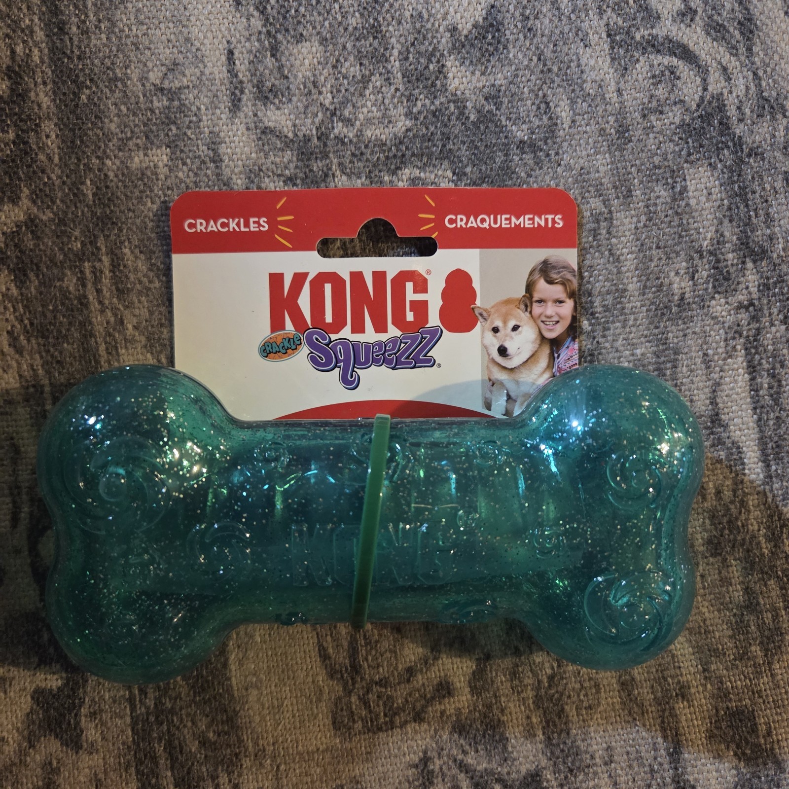 Kong Crackle Squeezz Bone Large Green