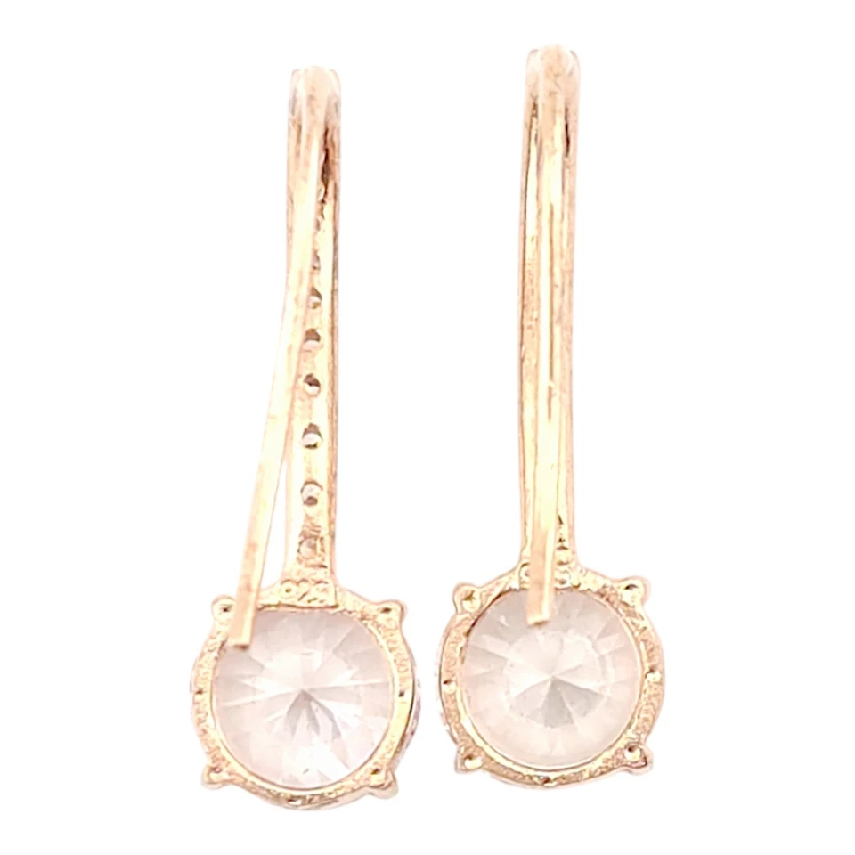 Brincos femininos de ouro rosa com pedra preciosa Vermeil prata esterlina 925 presente joia - Imagem 3 de 4