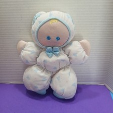 Vintage Fisher Price Slumber Babies Baby Doll White Blue Boy Blonde Plush 1989