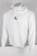 Calvin Klein Men's NWT Logo Hoodie Sweatshirt White Long Sleeve Fleece