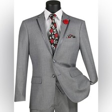 Vinci Philosophy Gray Formal Evening Tuxedo Blazer Suit Jacket 46 L Long