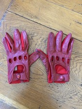 Vintage Aris Isotoner Red Driving Gloves Sz Large Genuine Leather