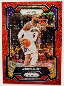 2023-2024 Panini Prizm LEBRON JAMES Red Sparkle Prizm (Short Print) #63