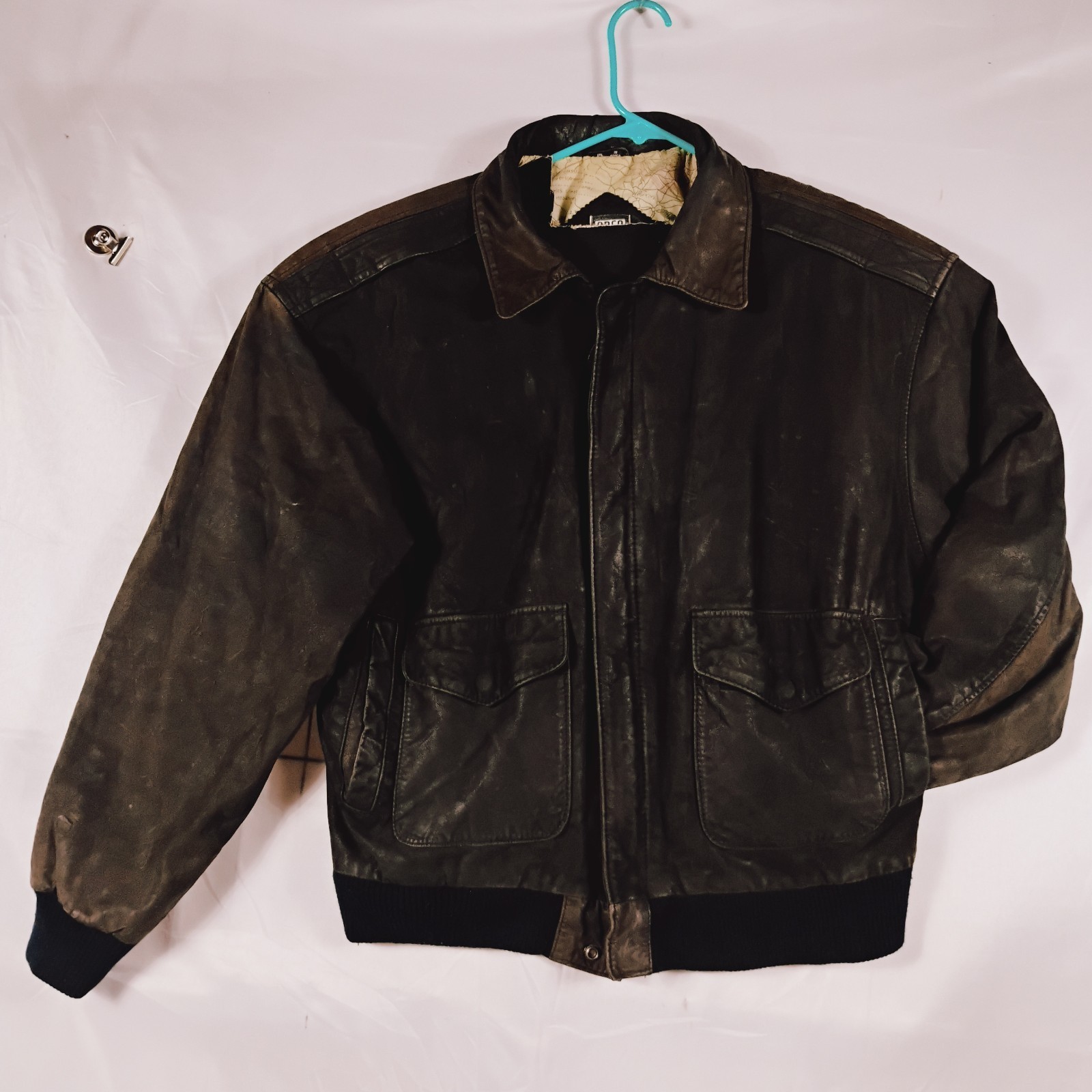 Greg Bell Brown Suede Leather Bomber Flight Jacket Mens Lined Medium Vintage 