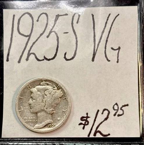 1925-S Mercury Silver Dime (VG) Very Good Condition! ENN Coins