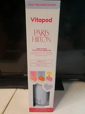 Paris Hilton Vitapod Pool Side Blue Metal Water Bottle With 6 Flavor pods. NEW 