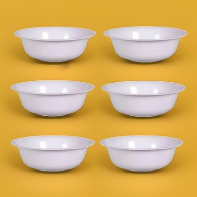 6-Pack Sturdy WHITE Cereal Bowls 6.5'' Wide BPA-FREE Plastic FAST FREE SHIPPING