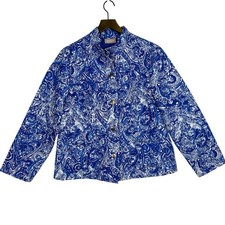 Chico's Blue Paisley Quilted Jacket - 2 12-14 