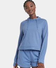 All in Motion Sweatshirt Soft Stretch Hooded Top Thumbhole Cuffs Medium Blue New