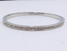 GIVENCHY Rhinestone Silver Tone Bangle Bracelet U482
