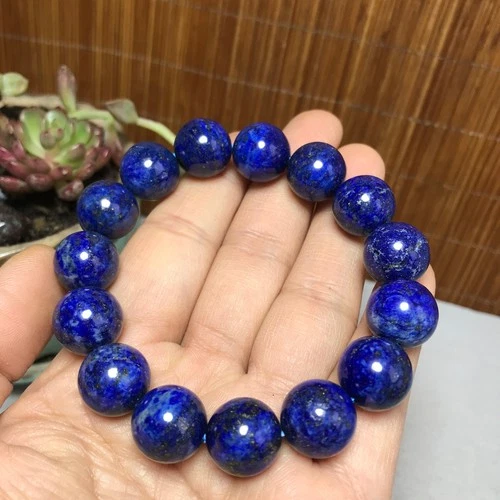Wholesal Natural lapis lazuli bracelets Crystal ball sphere flat 14mm A4075