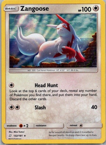 Zangoose 132/181 Team Up Pokemon Holo Lightly Played