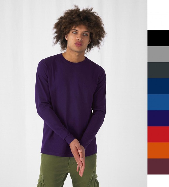 3er Pack Herren Longsleeve Shirt #E190 B&C Regular Fit Baumwolle S-4XL TU07T NEU