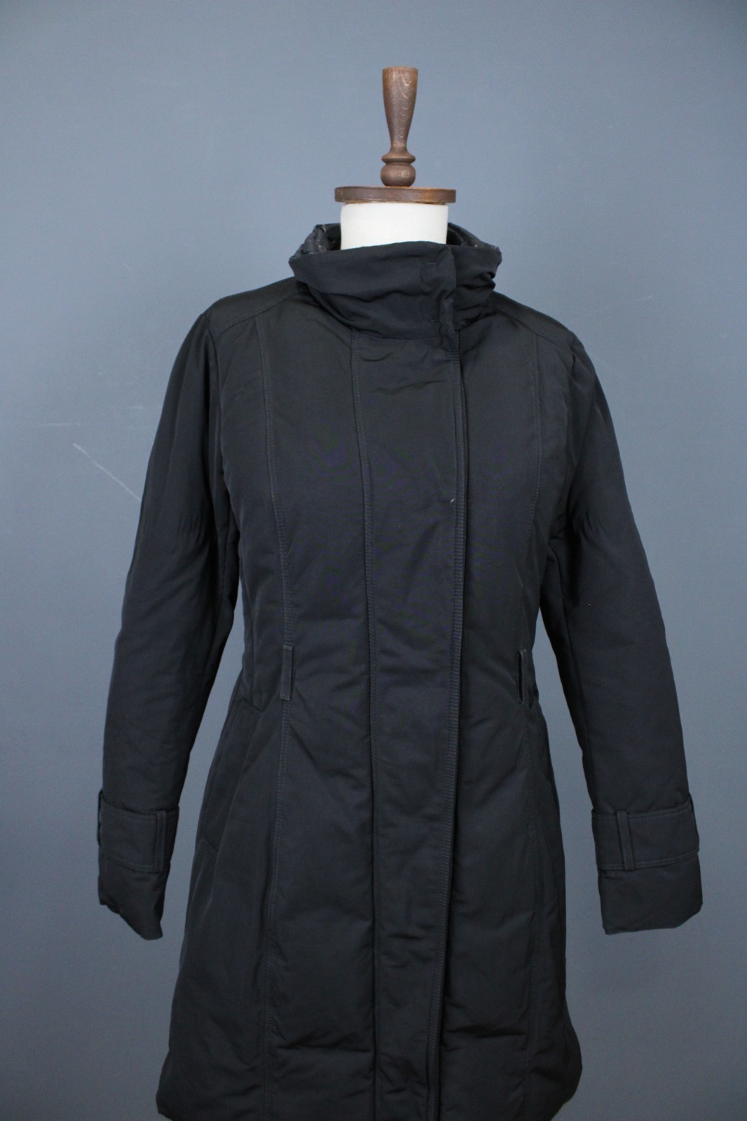 Moncler Black Long Sleeve Mock Neck Body-Warmer Button Puffer Jacket Size 2