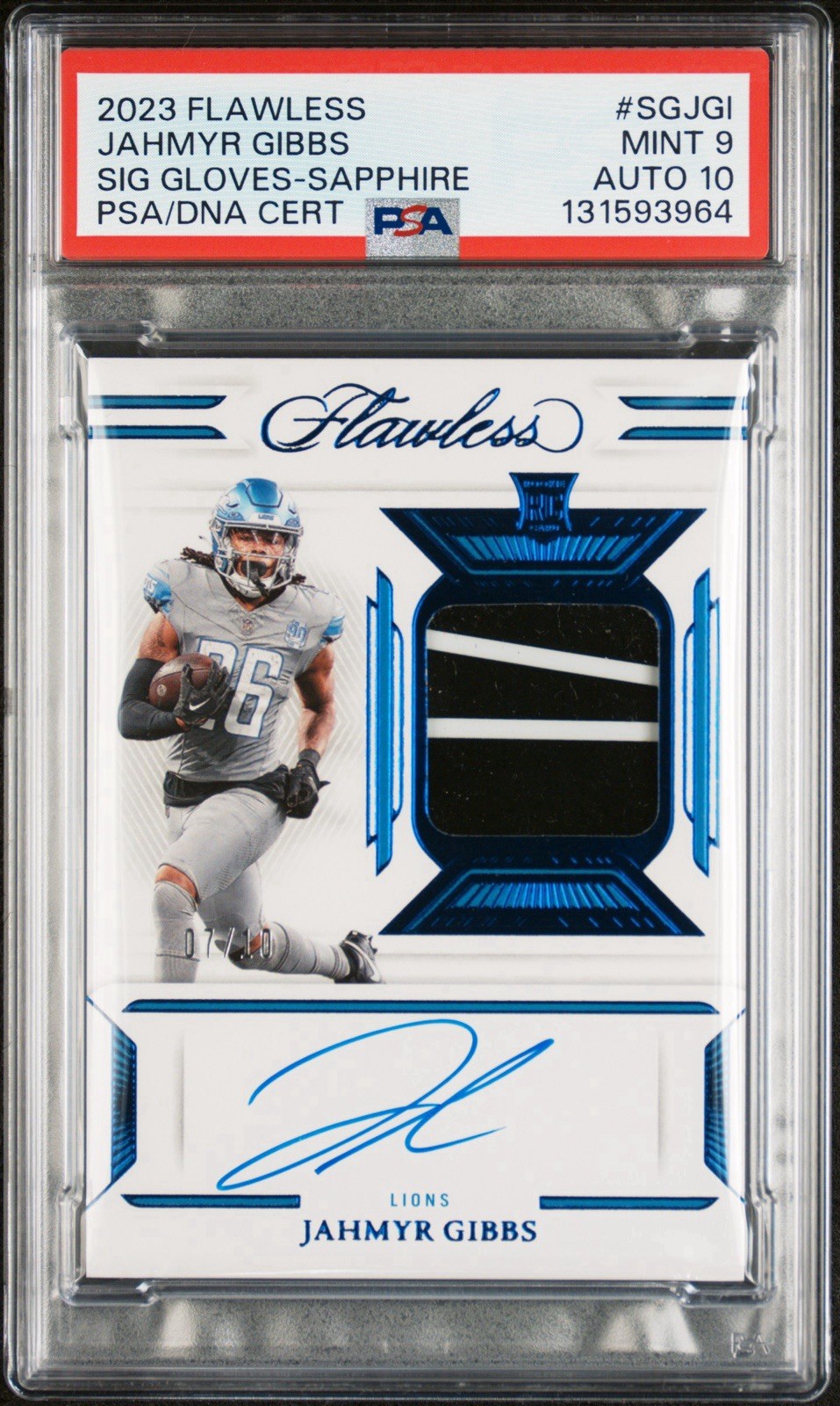 Jahmyr Gibbs Panini Flawless Signature Gloves #SGJGI Sapphire