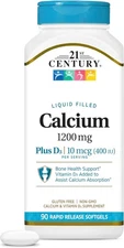 21st Century Calcium Plus D3 Liquid Filled Softgel, 1200 90 Count (Pack of 1) 