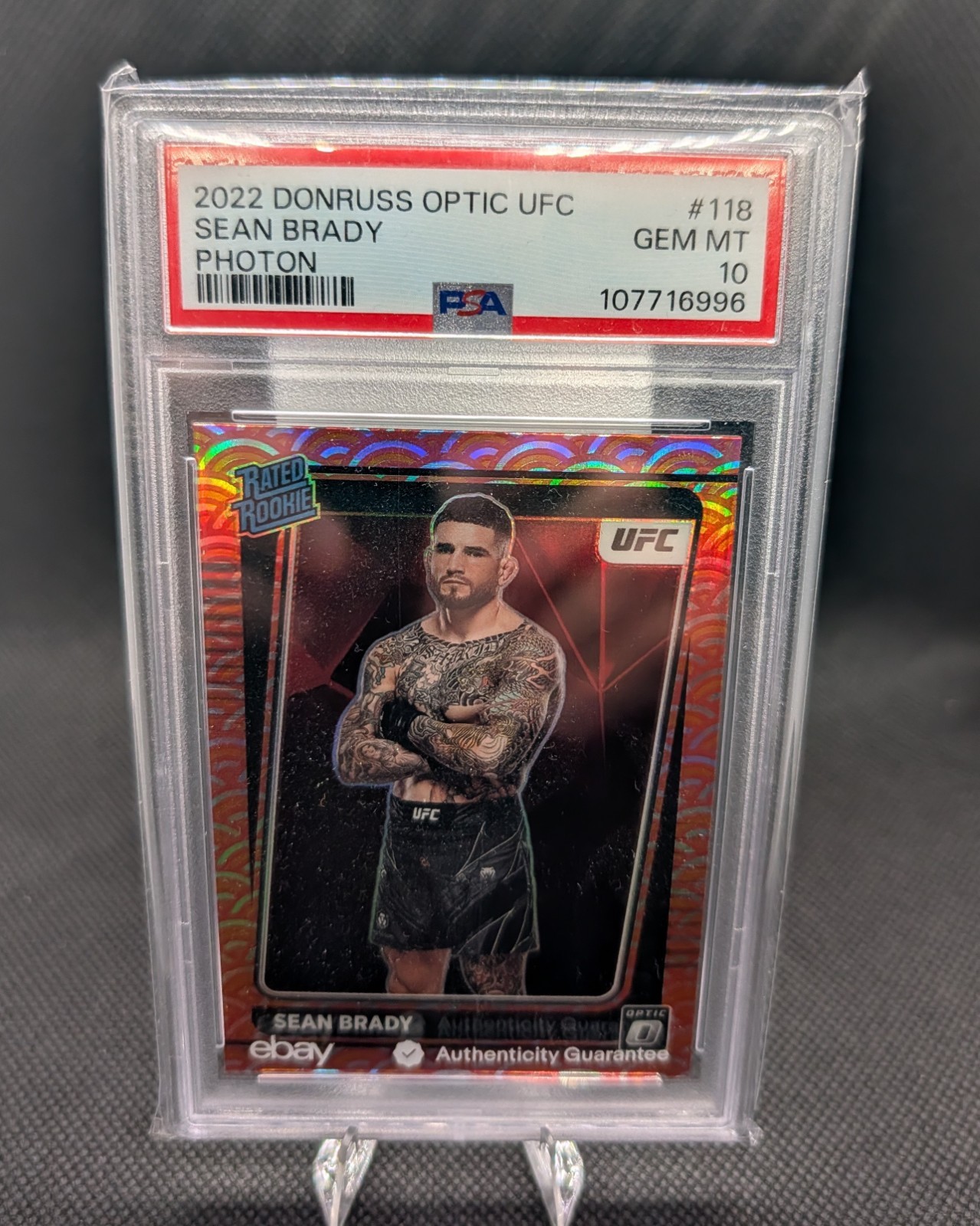 2022 Panini Optic UFC Sean Brady Photon Rookie RC SSP CASE HIT #118 PSA 10 Pop4