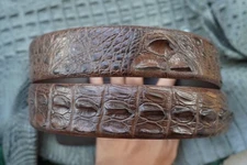Brown Genuine Croco Hornback Skin Leather  Men's Belt - W 1.3 inch #Q58
