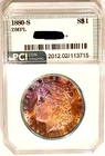 1880-S Gem BU +++ DMPL Frosty Reflective Rainbow Color Toned PQ Morgan Dollar