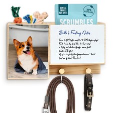 Dog Leash Holder for Wall with Magnetic Photo Frame and Whiteboard, Solid Woo...