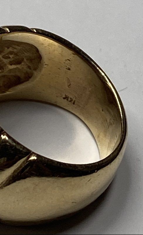 Solid 14K Gold Diamond Ribbed Size 5 Ring 12.7g - image 7