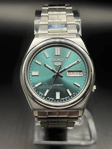 Seiko 5 Automatic 7009-3040 Teal Sunburst Dial Vintage Day Date