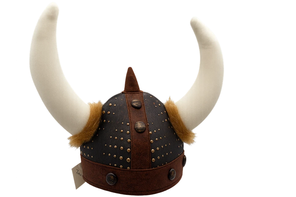 Casco vikingo de cuero suave con cuernos sombreros vikingos accesorio de disfraz bárbaro Foto 3 de 4