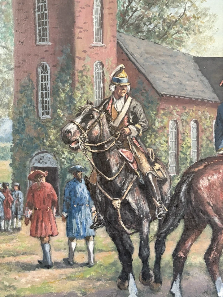 ANDREW BERRICK Excelente Pintura Original Firmada Soldados Coloniales de América ENUMERADA Foto 4 de 4