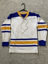 Vintage 1970’s Bauer hockey Sweater jersey Lace up Blank Buffalo Sabres 70s Sz S