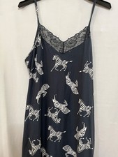 New Joyspun Women's Gray Zebra Gown Nightshirt knit Chemise with Lace Many sizes