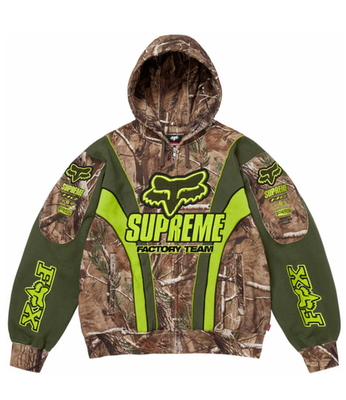 Supreme X Fox Racing 迷彩パーカー Supreme Fox Racing Zip Up Hooded Sweatshirt - Camo - Large - FW25