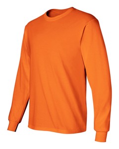 6 Gildan Safety Orange Adult Long Sleeve T-Shirts Wholesale Bulk Lot S ...