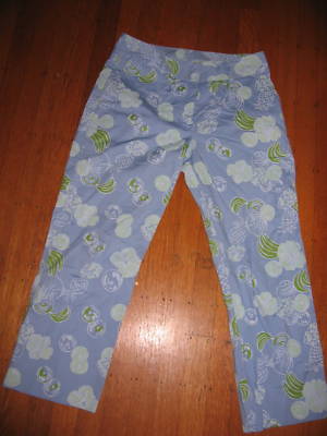 Lilly Pulitzer go to hell pants sz 4 blue green fruit bananas melons