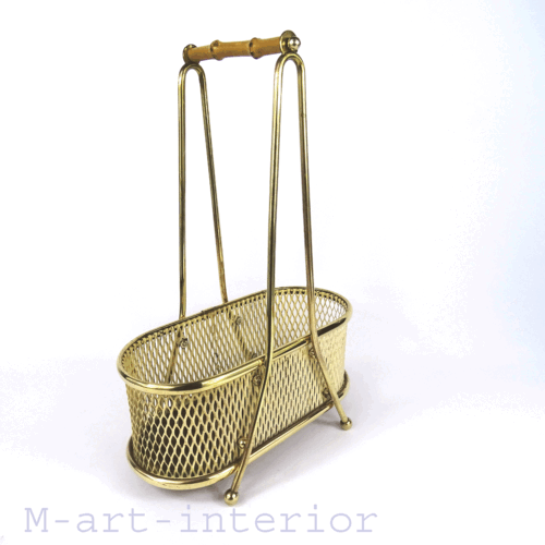 Mid Century Metall Flaschenhalter Vtg. Metal Bottle Basket Stylish Mategot 1950s - Bild 1 von 12