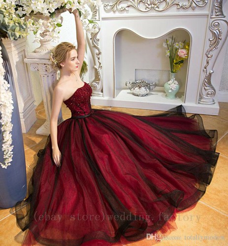 red gothic wedding dress