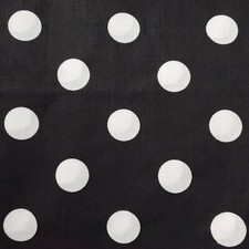 White Polka Dot On Black Poly Cotton Fabric 1" Dot Retro Apparel 58" By The Yard