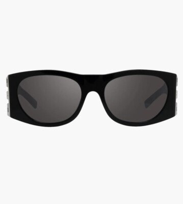 GIVENCHY シクネチャ 4G モチフ トロストリンク フティ Givenchy 4G 56mm Square Sunglasses Shiny Black Smoke Mirror