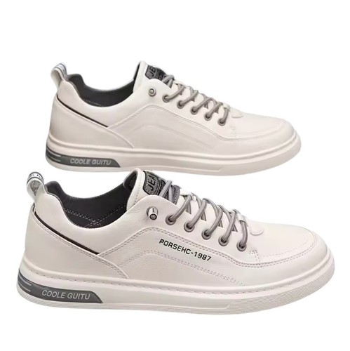 Mens Leather Casual Shoes Fashion Sneakers for Driving Walking Office Flats - Picture 2 of 4